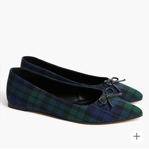 NWT J Crew Factory Black Watch Plaid Pointed Toe Flats